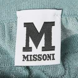M Missoni Teal Blue Smocked Knit Sleeveless Top M