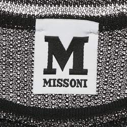 M Missoni Black Textured Knit Sheer Long Sleeve Top M