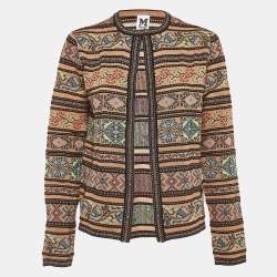 M Missoni Brown Striped Pattern Knit Cardigan S