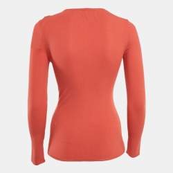 Pre Owned M Missoni Orange Jersey Long Sleeve Top S