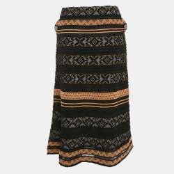M Missoni Black Stripe Patterned Knit Midi Skirt M