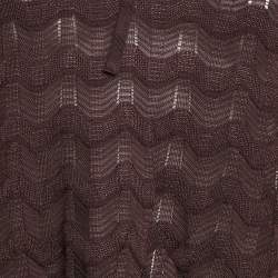 Pre Owned M Missoni Dark Purple Wavy Knit Long Sleeve Top S