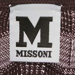 Pre Owned M Missoni Dark Purple Wavy Knit Long Sleeve Top S