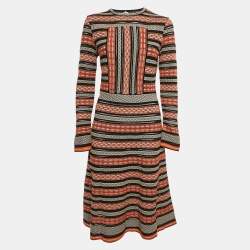 M Missoni Multicolor Stripe Patterned Knit Midi Dress L