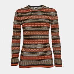M Missoni Multicolor Stripe Patterned Knit Long Sleeve Top L