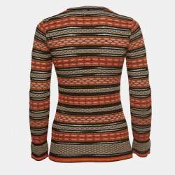 M Missoni Multicolor Stripe Patterned Knit Long Sleeve Top L