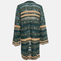 M Missoni Green Stripe Patterned Knit Open Front Cardigan S