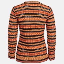 M Missoni Orange Stripe Patterned Knit Long Sleeve Top M
