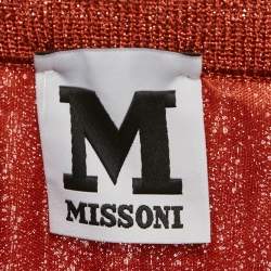 M Missoni Orange Lurex Knit Pleated Maxi Skirt S