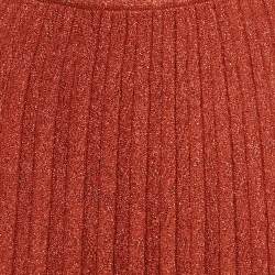 M Missoni Orange Lurex Knit Pleated Maxi Skirt S