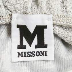 Pre Owned فسـتان أ م ميسوني تريكو لوريكس بألوان فاتحة زرقاء نمطية بلا أكمام مع كشكش مقاس كبير (لارج)