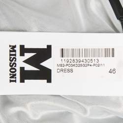 Pre Owned M Missoni Light Blue Patterned Lurex Knit Ruffled Sleeveless Dress M