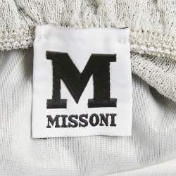 Pre Owned M Missoni Light Blue Patterned Lurex Knit Ruffled Sleeveless Dress M