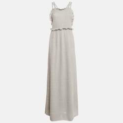 Pre Owned M Missoni Light Blue Patterned Lurex Knit Ruffled Sleeveless Dress M