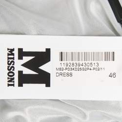 Pre Owned M Missoni Light Blue Patterned Lurex Knit Ruffled Sleeveless Dress L