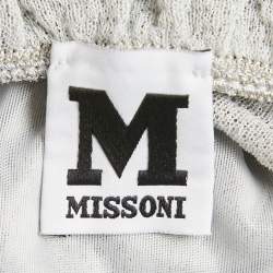 Pre Owned M Missoni Light Blue Patterned Lurex Knit Ruffled Sleeveless Dress L