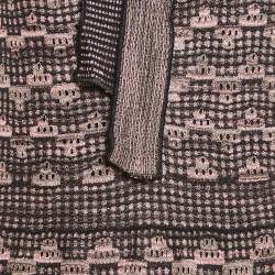 Pre Owned فستان إم ميزوني ماكسي بياقة هالتر تريكو لوريكس مزخرف بلون وردي/متعدد الألوان كبير