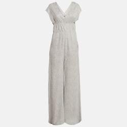 M Missoni Light Grey Patterned Lurex Knit Sleeveless Jumpsuit M