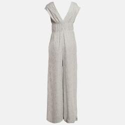 M Missoni Light Grey Patterned Lurex Knit Sleeveless Jumpsuit M