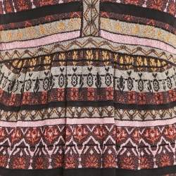 Pre Owned فستان أم ميزوني بدون أكمام برقبة على شكل حرف V تريكو لوريكس بنمط متعدد الألوان مقاس كبير