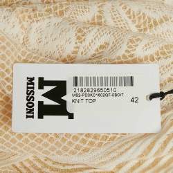 M Missoni White Patterned Lurex Knit V-Neck Top M