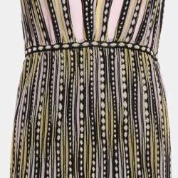 Pre Owned M Missoni Multicolor Patterned Knit V-Neck Sleeveless Midi Dress M