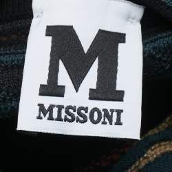 Pre Owned M Missoni Green/Multicolor Patterned Knit Long Sleeve Top M
