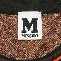 Pre Owned M Missoni Burgundy/Multicolor Patterned Cotton Knit Sleeveless Top M