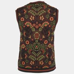 Pre Owned M Missoni Burgundy/Multicolor Patterned Cotton Knit Sleeveless Top M