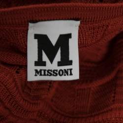 مملوكة مسبقًا M Missoni Orange Wave Pattern Wool Blend Knit Long Sleeve Top M
