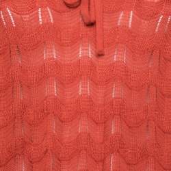 مملوكة مسبقًا M Missoni Orange Wave Pattern Wool Blend Knit Long Sleeve Top M
