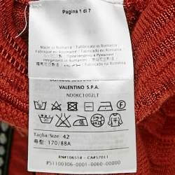 مملوكة مسبقًا M Missoni Orange Wave Pattern Wool Blend Knit Long Sleeve Top M