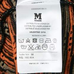 M Missoni Orange/Multicolor Patterned Knit Open Front Cardigan S