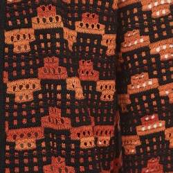 M Missoni Orange/Multicolor Patterned Knit Open Front Cardigan S