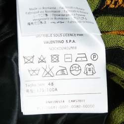 Pre Owned M Missoni Green/Orange Patterned Knit Ruffle Detail Midi Dress L