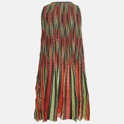 M Missoni Green/Orange Alga and Bubble Pattern Knit A-Line Mini Dress L