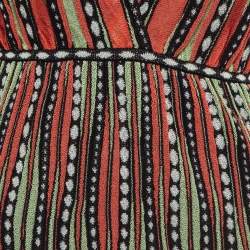 Pre Owned M Missoni Green/Orange Alga and Bubble Pattern Knit Sleeveless Midi Dress S