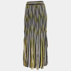 M Missoni Yellow/Black Patterned Lurex Knit Maxi Skirt S