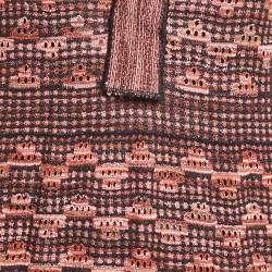 M Missoni Multicolor Patterned Lurex Knit Tie-Up Neck Detail Maxi Dress M