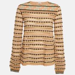 M Missoni Beige/Multicolor Pattern Knit Long Sleeve Top M