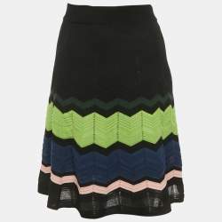 Pre Owned M Missoni Black Patterned Knit Skirt S