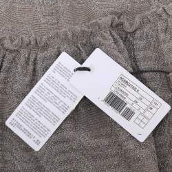 Pre Owned M Missoni Metallic Grey Lurex Knit Long Sleeve Pleated Tops M