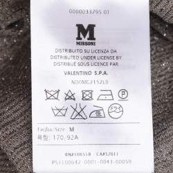 Pre Owned M Missoni Metallic Grey Lurex Knit Long Sleeve Pleated Tops M