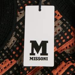 Pre Owned M Missoni Orange/Black Knit Sleeveless Top S