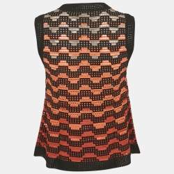 Pre Owned M Missoni Orange/Black Knit Sleeveless Top S