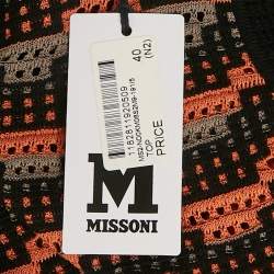 Pre Owned M Missoni Orange/Black Knit Sleeveless Top S