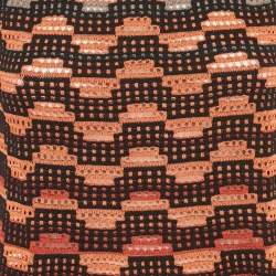 Pre Owned M Missoni Orange/Black Knit Sleeveless Top S