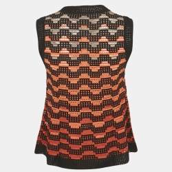 Pre Owned M Missoni Orange/Black Knit Sleeveless Top M
