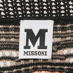 Pre Owned M Missoni Orange/Black Knit Sleeveless Top M