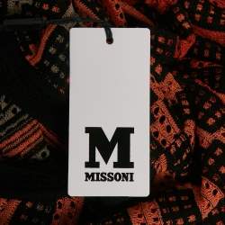 Pre Owned M Missoni Orange/Black Knit Sleeveless Top M